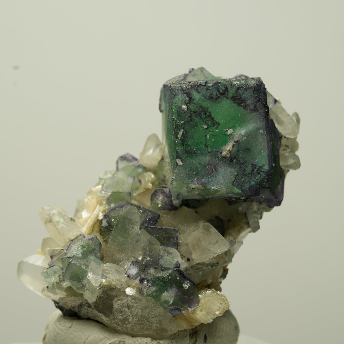 Phantom Fluorit, Schörl Turmalin, Muskovit, Rauchquarz Stufe Erongo, Namibia 35*25*22mm #13714