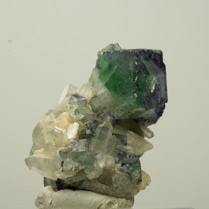 Phantom Fluorit, Schörl Turmalin, Muskovit, Rauchquarz Stufe Erongo, Namibia 35*25*22mm #13714