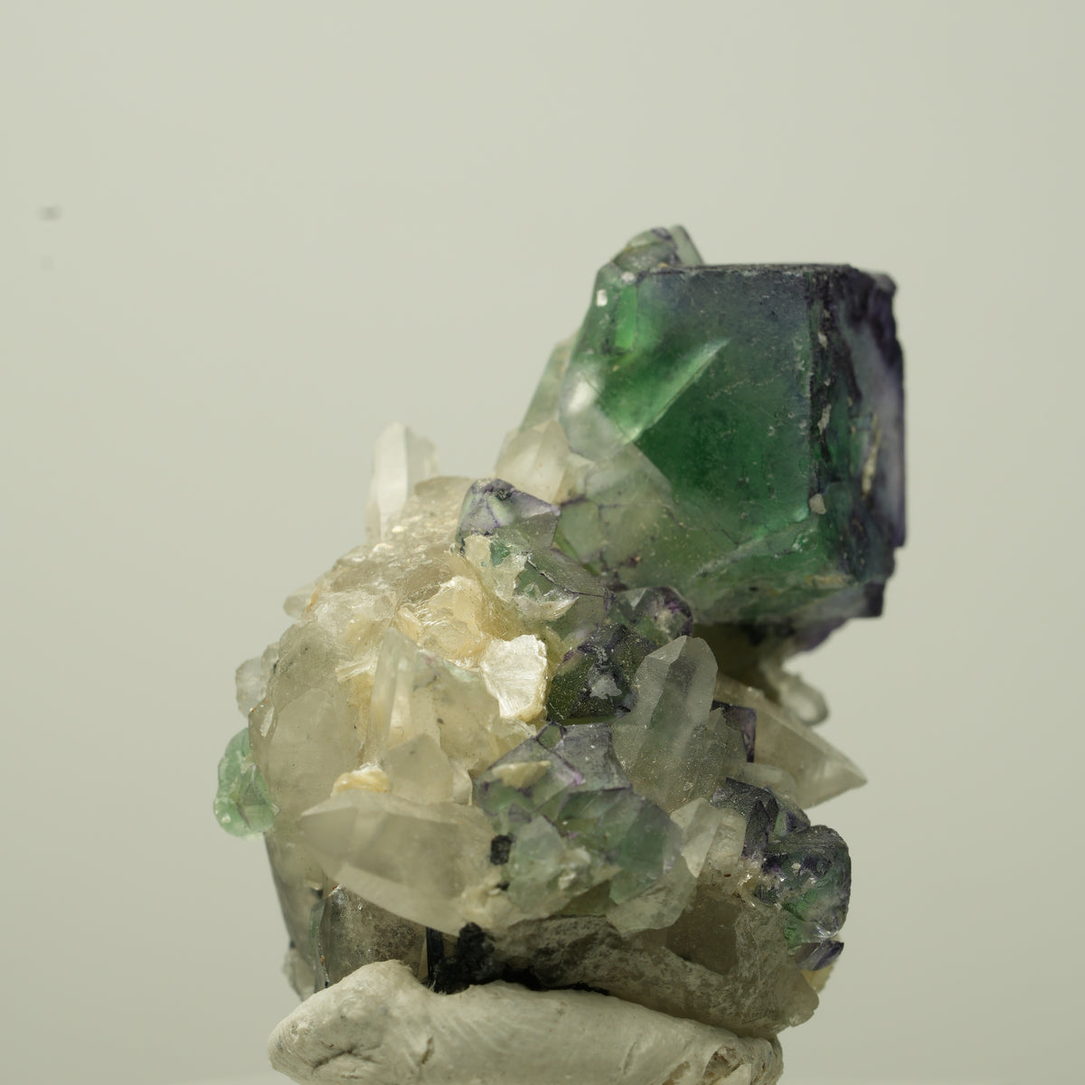 Phantom Fluorit, Schörl Turmalin, Muskovit, Rauchquarz Stufe Erongo, Namibia 35*25*22mm #13714