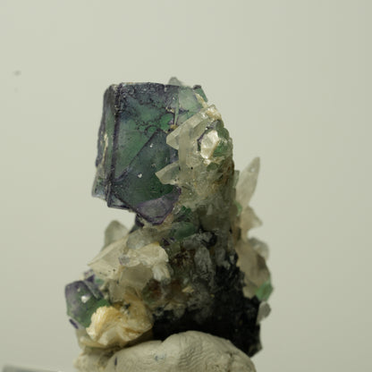 Phantom Fluorit, Schörl Turmalin, Muskovit, Rauchquarz Stufe Erongo, Namibia 35*25*22mm #13714