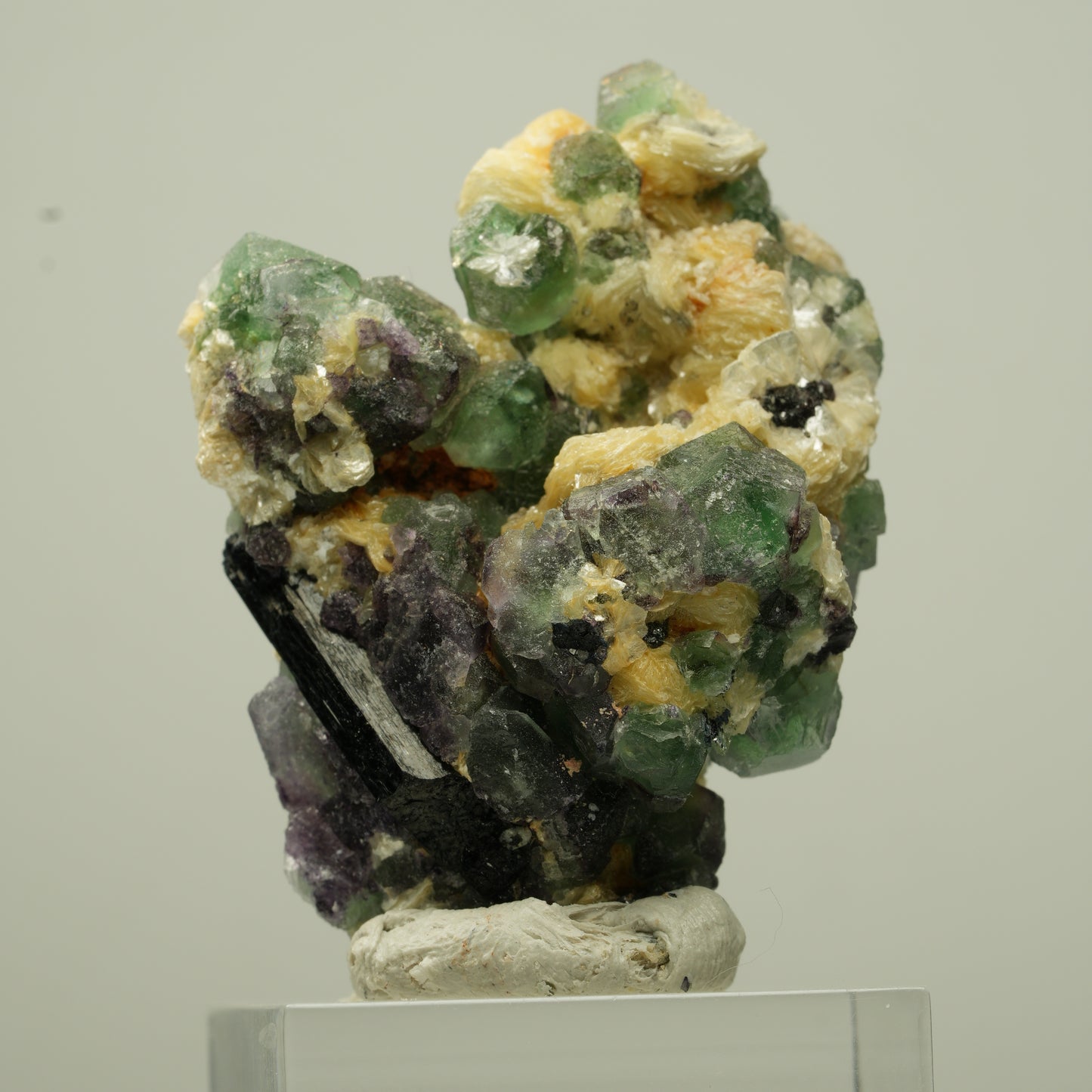 Phantom Fluorit Würfel, Schörl Turmalin, Muskovit Erongo, Namibia 44*35*20mm #13715
