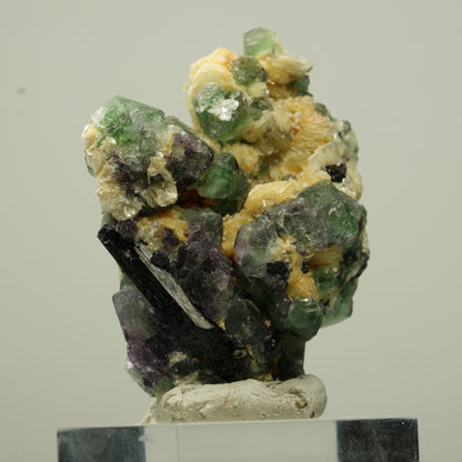 Phantom Fluorit Würfel, Schörl Turmalin, Muskovit Erongo, Namibia 44*35*20mm #13715