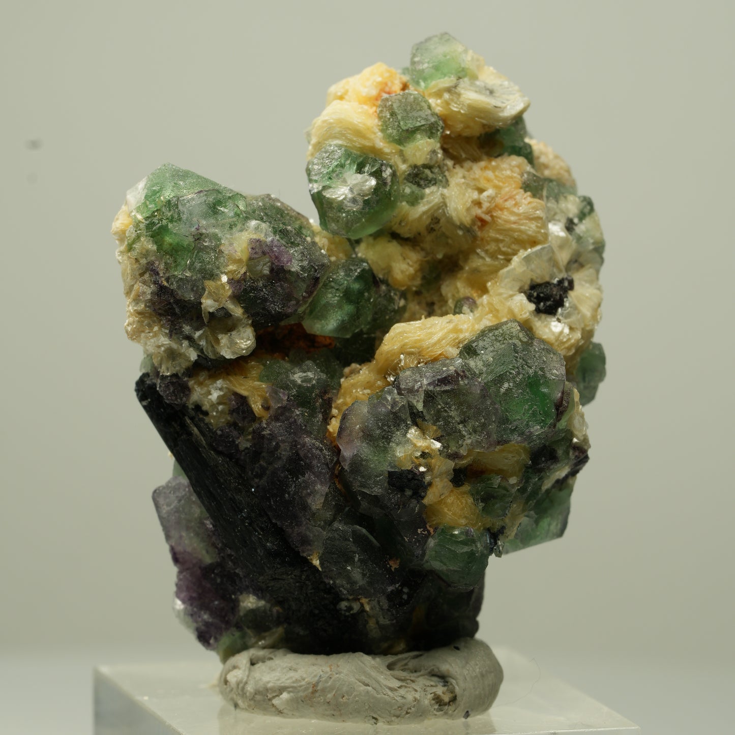 Phantom Fluorit Würfel, Schörl Turmalin, Muskovit Erongo, Namibia 44*35*20mm #13715