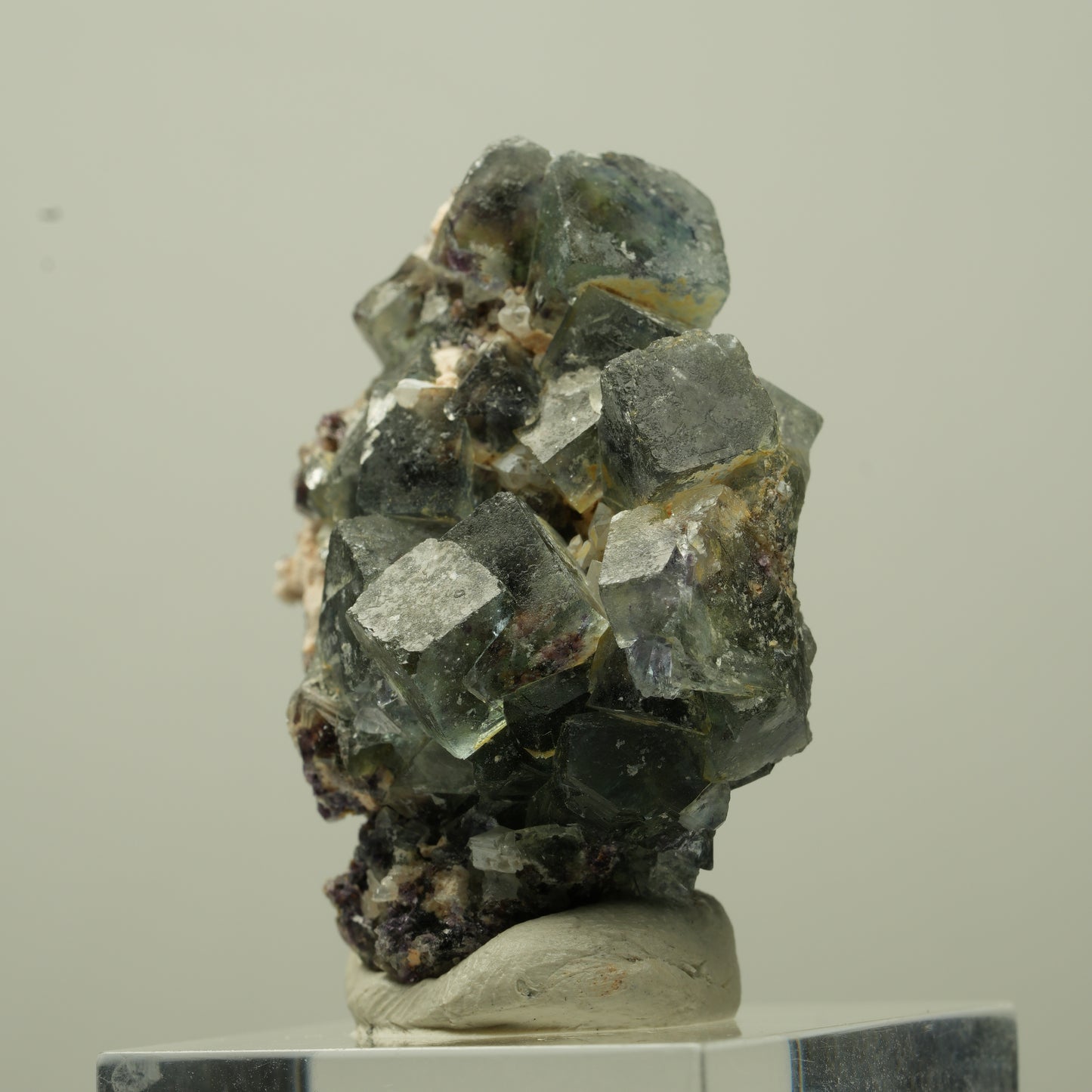 Seltene klare Phantom Fluorit Würfel, Quarz Stufe Okorusu, Namibia 38*31*17mm #13716
