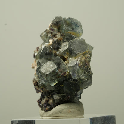 Seltene klare Phantom Fluorit Würfel, Quarz Stufe Okorusu, Namibia 38*31*17mm #13716