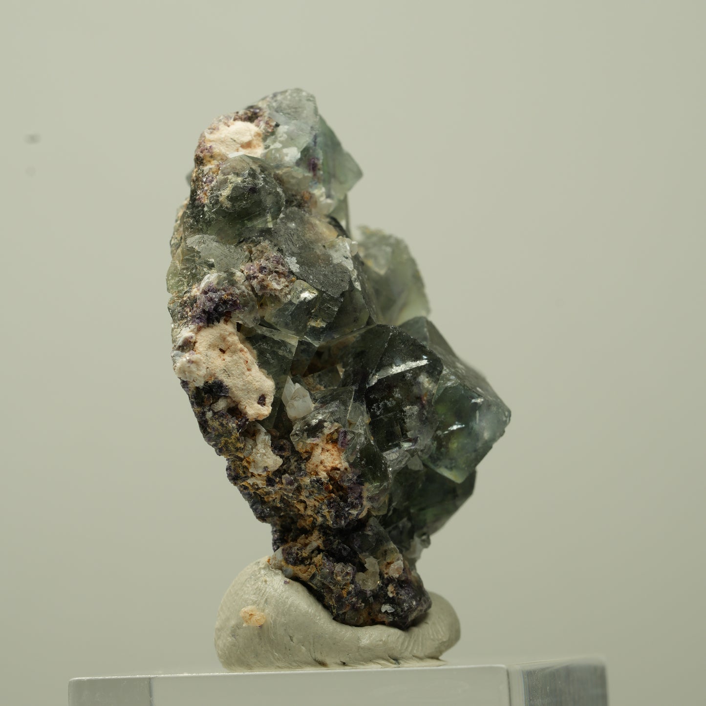 Seltene klare Phantom Fluorit Würfel, Quarz Stufe Okorusu, Namibia 38*31*17mm #13716