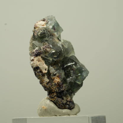 Seltene klare Phantom Fluorit Würfel, Quarz Stufe Okorusu, Namibia 38*31*17mm #13716