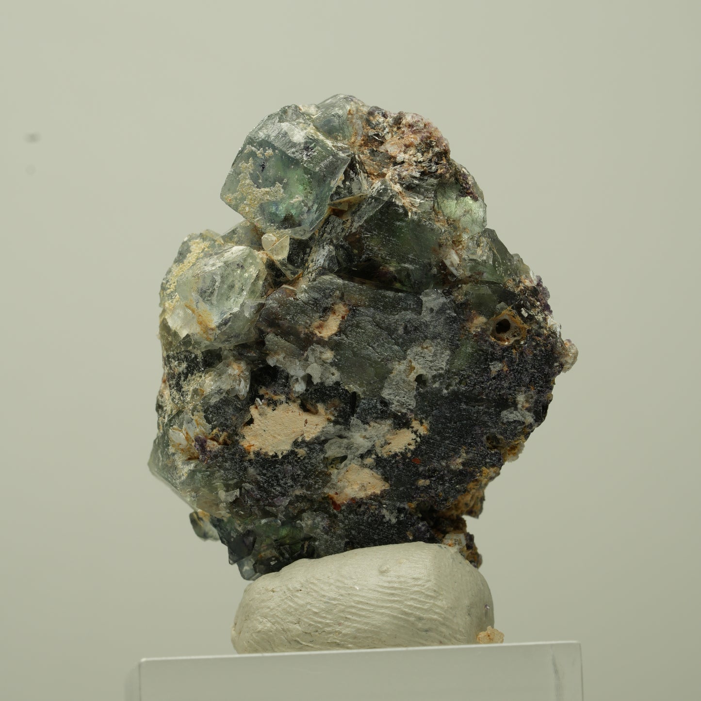 Seltene klare Phantom Fluorit Würfel, Quarz Stufe Okorusu, Namibia 38*31*17mm #13716