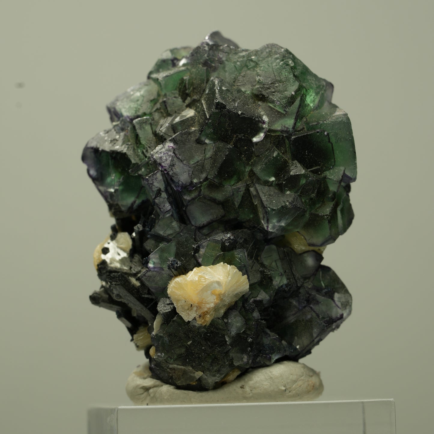 Phantom Fluorit, Schörl Turmalin, Hyalit Opal, Muskovit Erongo, Namibia 40*30*24mm #13718