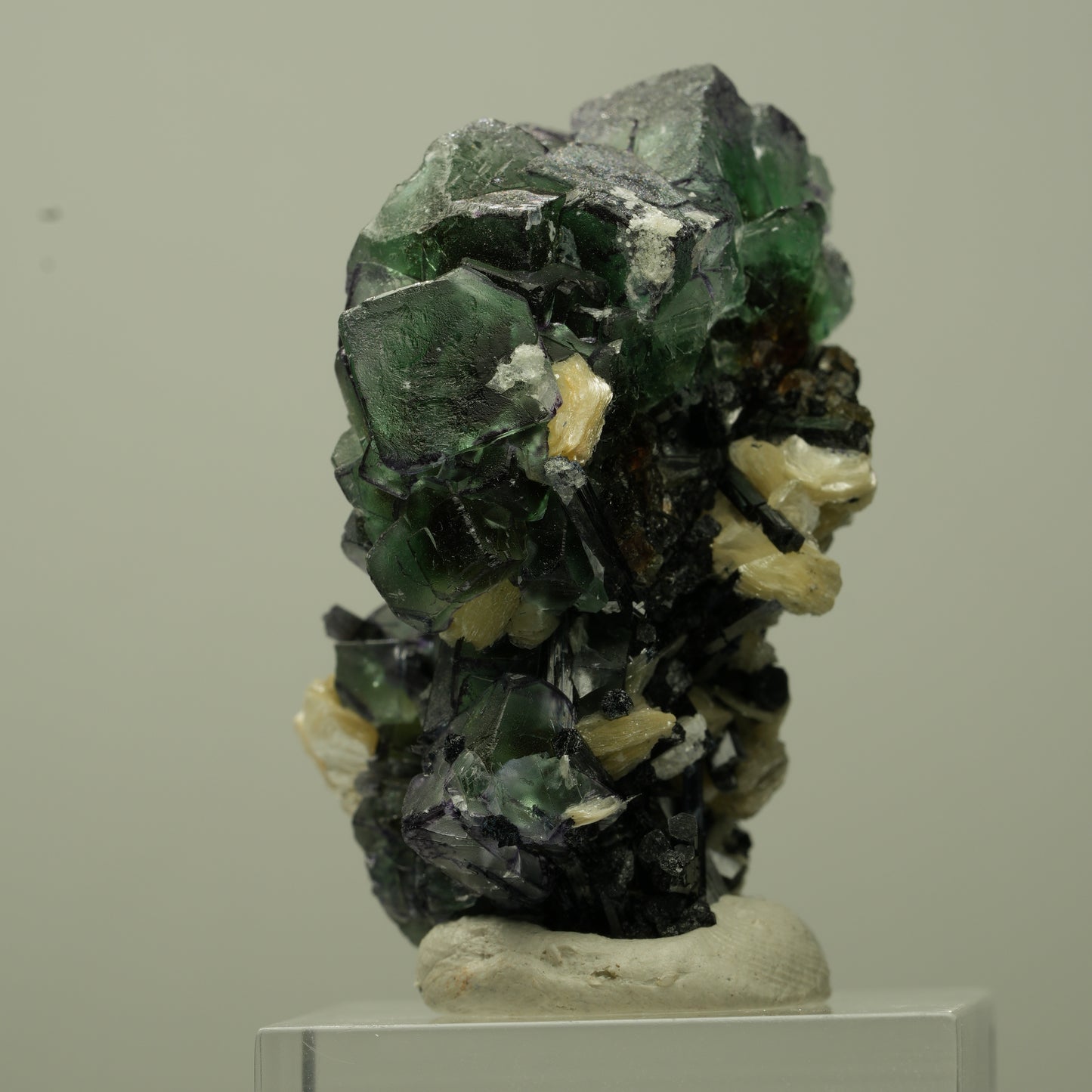 Phantom Fluorit, Schörl Turmalin, Hyalit Opal, Muskovit Erongo, Namibia 40*30*24mm #13718
