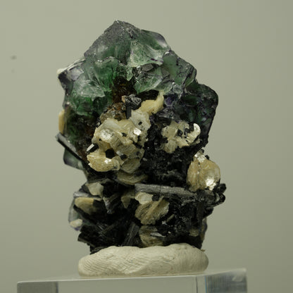 Phantom Fluorit, Schörl Turmalin, Hyalit Opal, Muskovit Erongo, Namibia 40*30*24mm #13718
