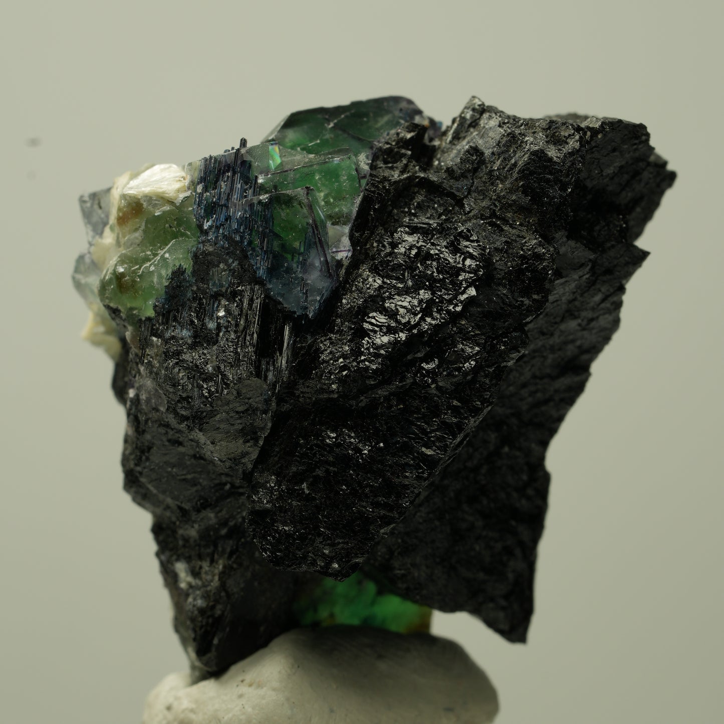 Phantom Fluorit Würfel, Schörl Turmalin, Muskovit Erongo, Namibia 35*32*28mm #13719