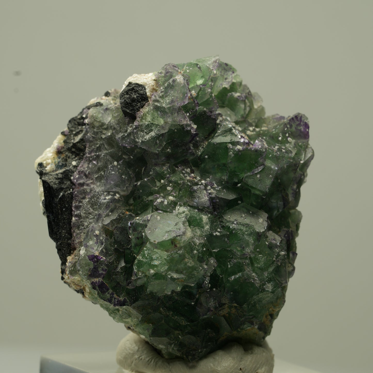 Phantom Fluorit Würfel, Schörl Turmalin, Muskovit Erongo, Namibia 39*34*20mm #13720