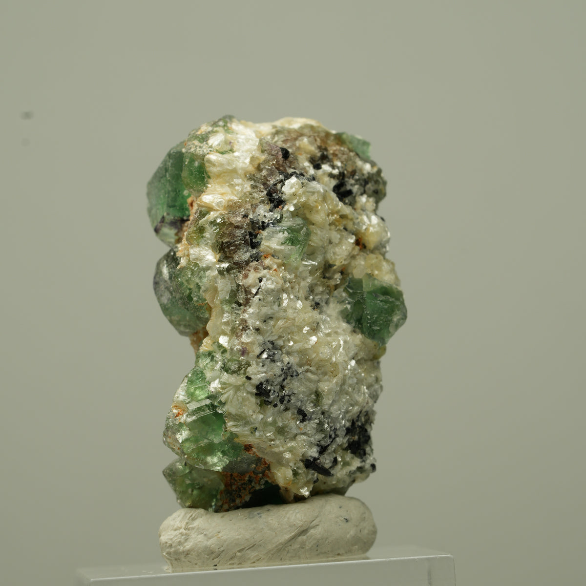 Phantom Fluorit hexagonal, Schörl Turmalin, Muskovit Erongo, Namibia 37*23*22mm #13721