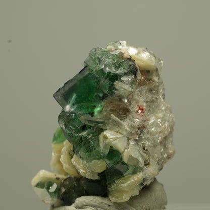 Phantom Fluorit Würfel, Schörl Turmalin, Muskovit Erongo, Namibia 30*24*23mm #13722
