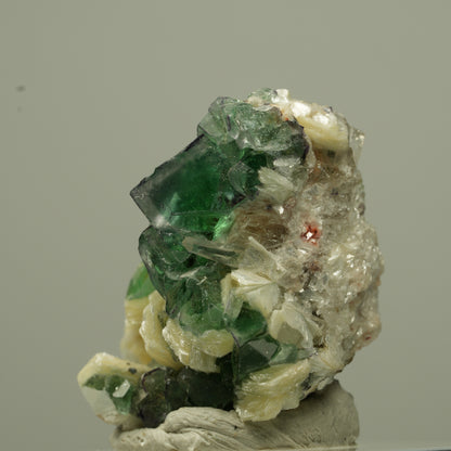 Phantom Fluorit Würfel, Schörl Turmalin, Muskovit Erongo, Namibia 30*24*23mm #13722