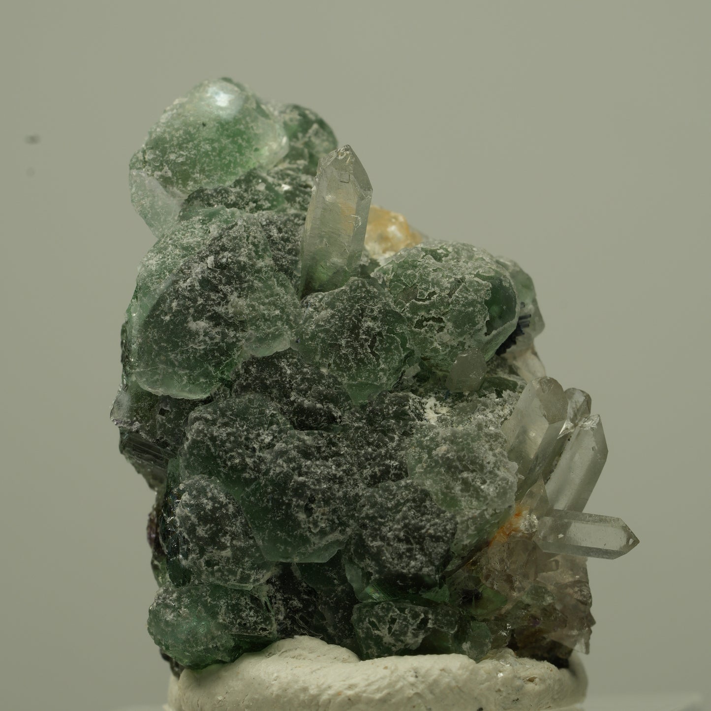 Phantom Fluorit, Schörl Turmalin, Muskovit, Rauchquarz Stufe Erongo, Namibia 29*24*17mm #13723