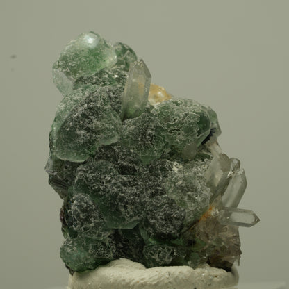 Phantom Fluorit, Schörl Turmalin, Muskovit, Rauchquarz Stufe Erongo, Namibia 29*24*17mm #13723