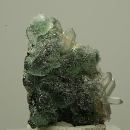 Phantom Fluorit, Schörl Turmalin, Muskovit, Rauchquarz Stufe Erongo, Namibia 29*24*17mm #13723