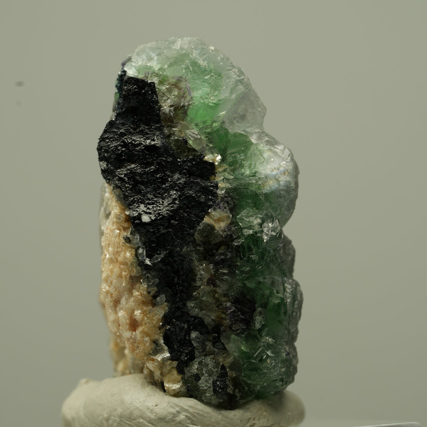 Phantom Fluorit, Schörl Turmalin, Muskovit, Rauchquarz Stufe Erongo, Namibia 29*24*17mm #13723