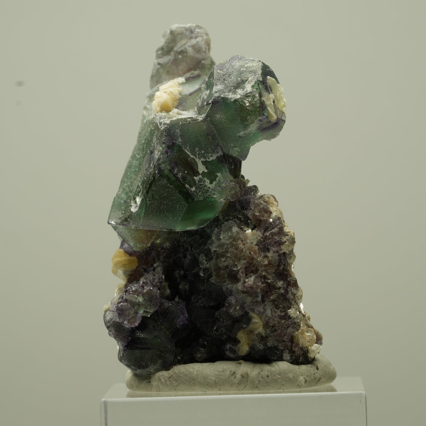 Phantom Fluorit hexagonal, Hyalit Opal, Muskovit Erongo, Namibia 41*23*21mm #13724