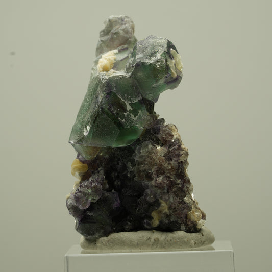 Phantom Fluorit hexagonal, Hyalit Opal, Muskovit Erongo, Namibia 41*23*21mm #13724
