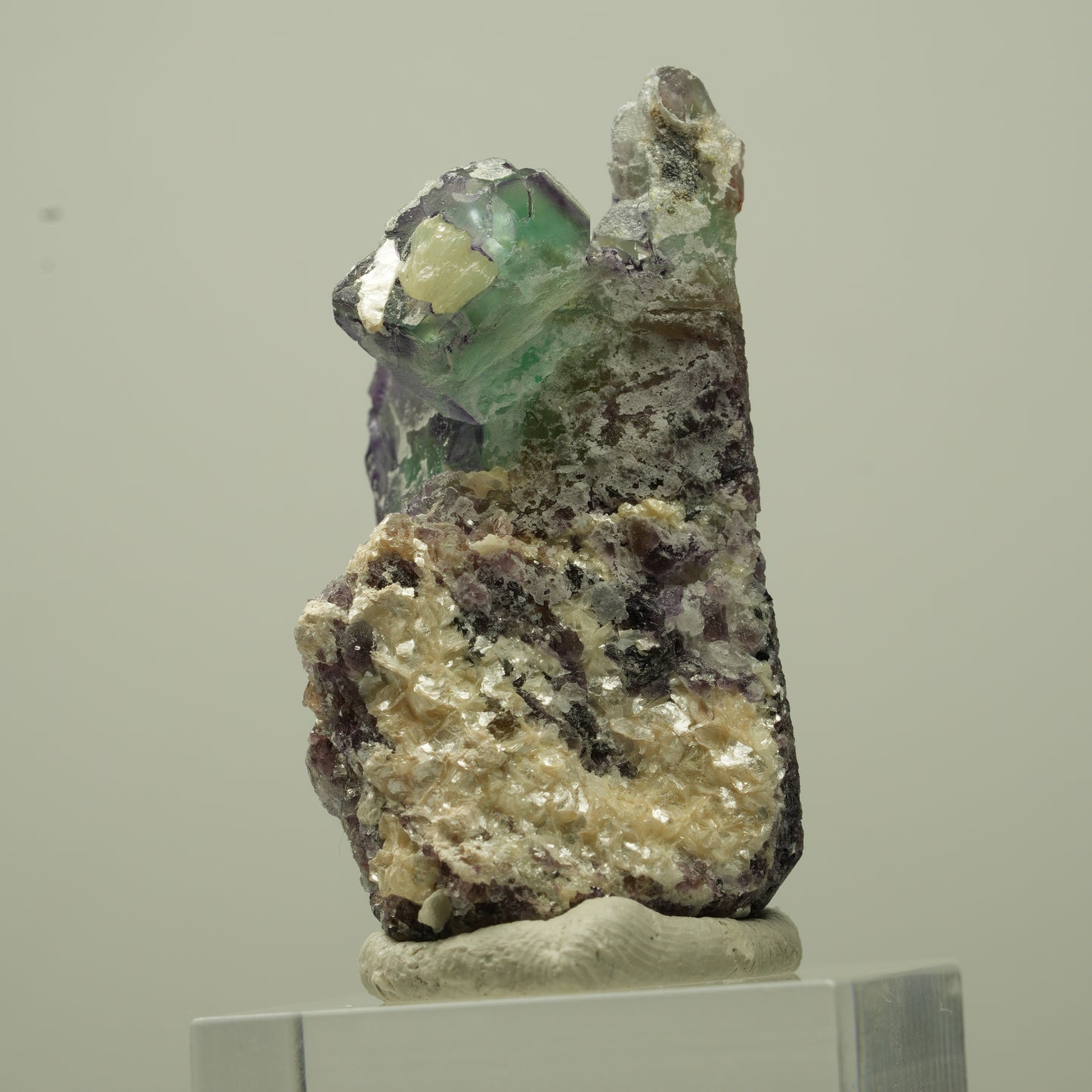 Phantom Fluorit hexagonal, Hyalit Opal, Muskovit Erongo, Namibia 41*23*21mm #13724