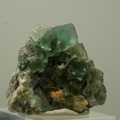 Seltene klare Phantom Fluorit Würfel, Quarz Stufe Erongo, Namibia 34*29*28mm #13725