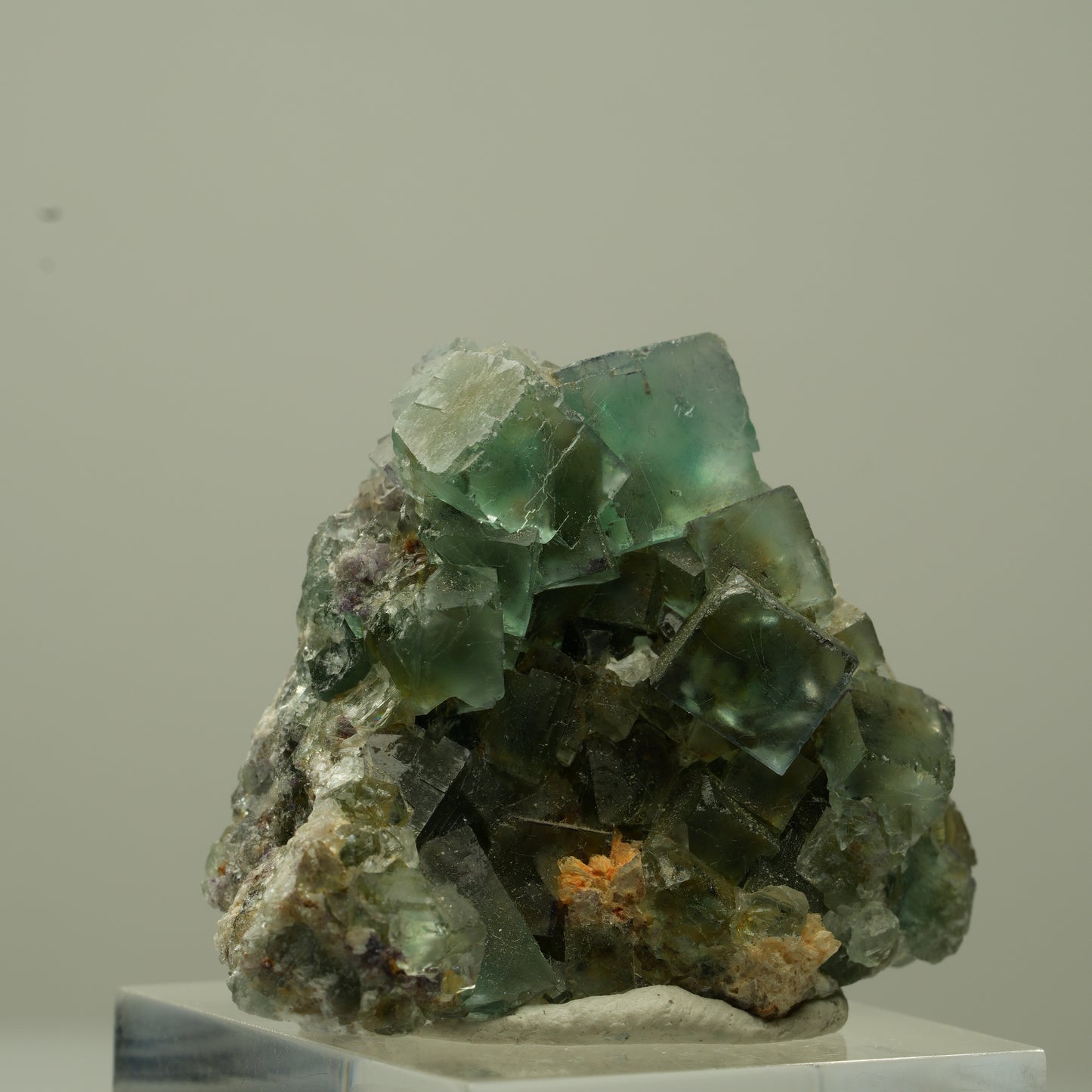 Seltene klare Phantom Fluorit Würfel, Quarz Stufe Erongo, Namibia 34*29*28mm #13725