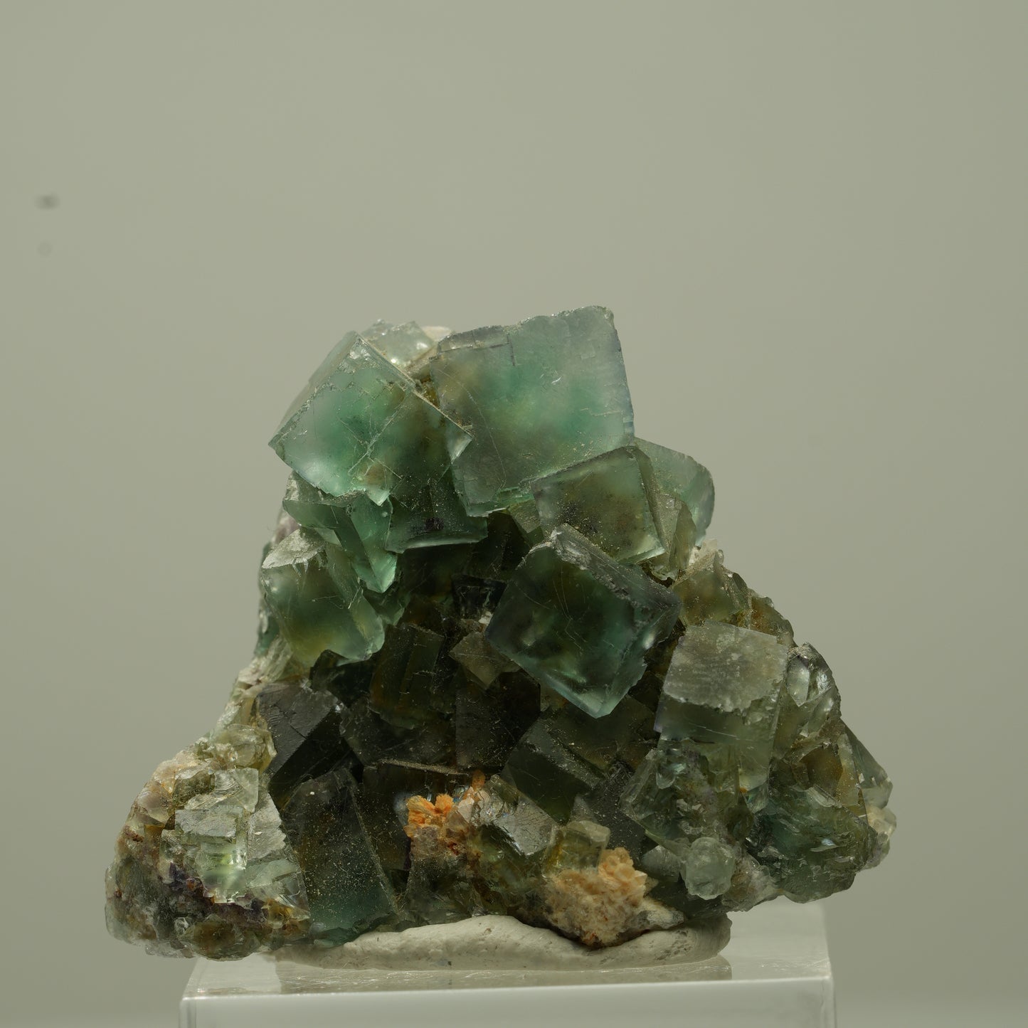 Seltene klare Phantom Fluorit Würfel, Quarz Stufe Erongo, Namibia 34*29*28mm #13725