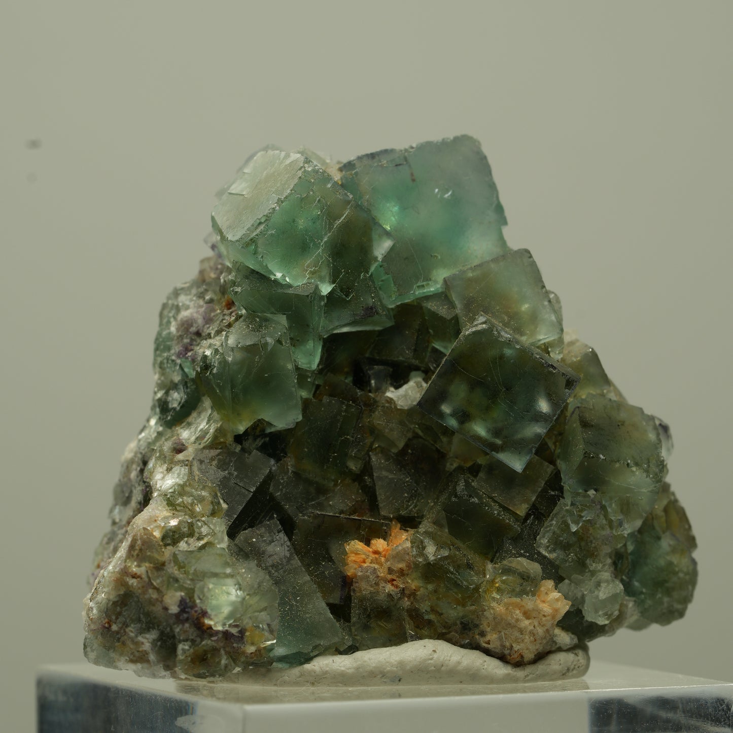 Seltene klare Phantom Fluorit Würfel, Quarz Stufe Erongo, Namibia 34*29*28mm #13725