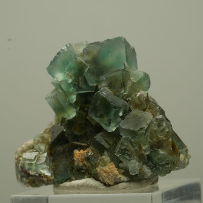 Seltene klare Phantom Fluorit Würfel, Quarz Stufe Erongo, Namibia 34*29*28mm #13725