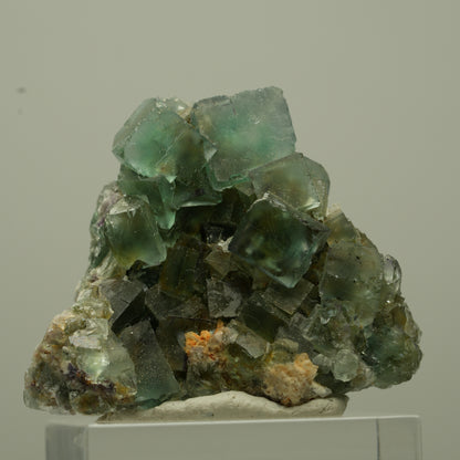 Seltene klare Phantom Fluorit Würfel, Quarz Stufe Erongo, Namibia 34*29*28mm #13725