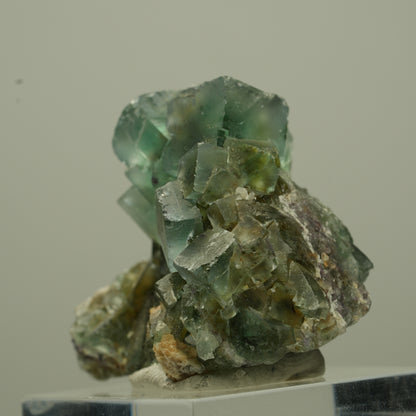 Seltene klare Phantom Fluorit Würfel, Quarz Stufe Erongo, Namibia 34*29*28mm #13725