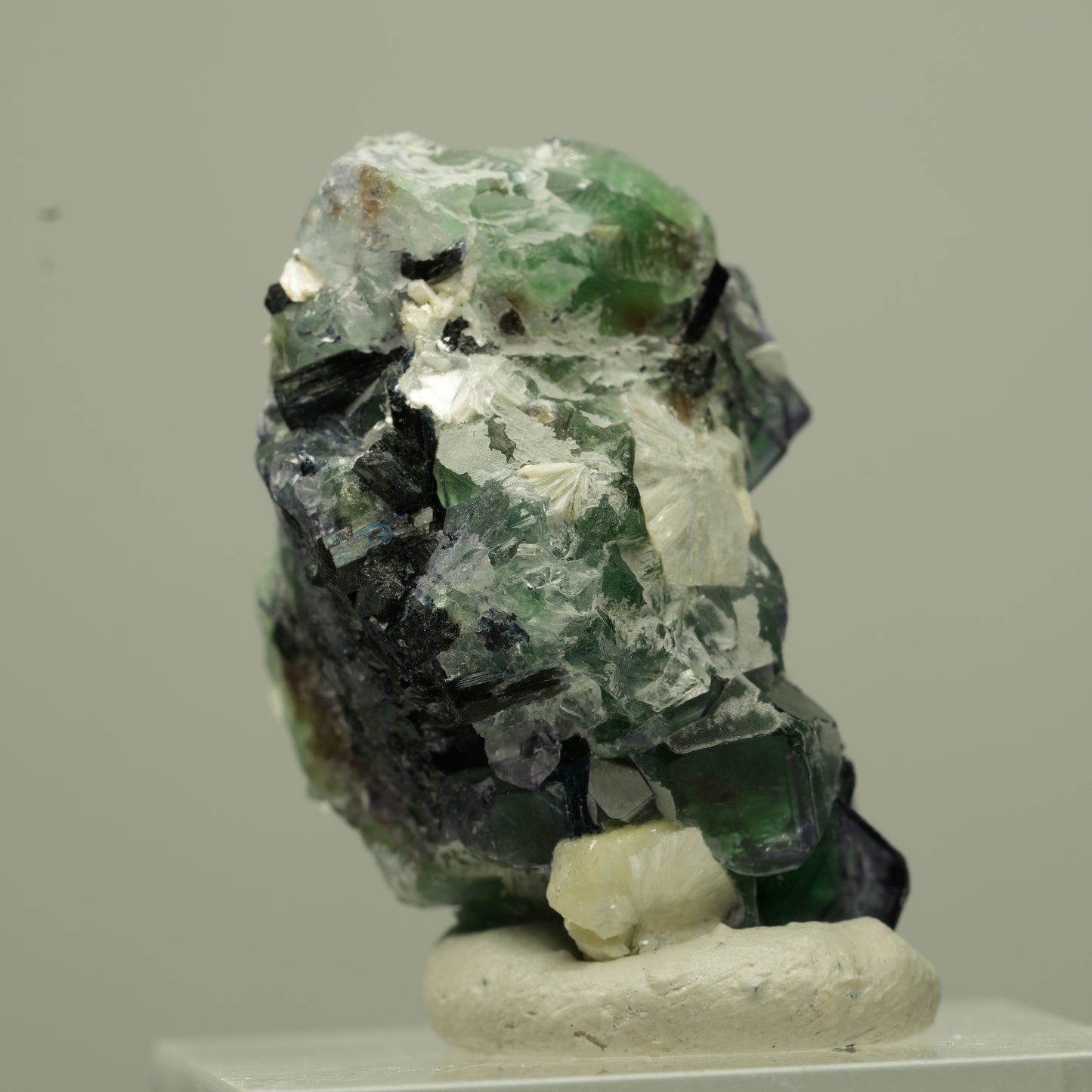 Phantom Fluorit Würfel, Schörl Turmalin, Muskovit Erongo, Namibia 31*21*19mm #13726