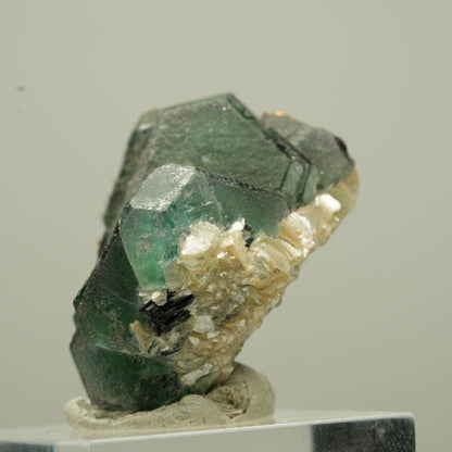 Phantom Fluorit hexagonal, Schörl Turmalin, Muskovit Erongo, Namibia 32*23*23mm #13731