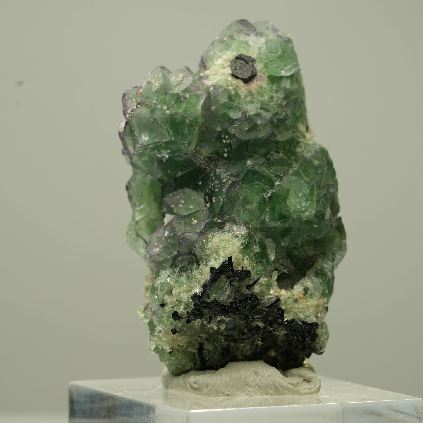 Phantom Fluorit Würfel, Schörl Turmalin, Muskovit Erongo, Namibia 42*28*19mm #13733