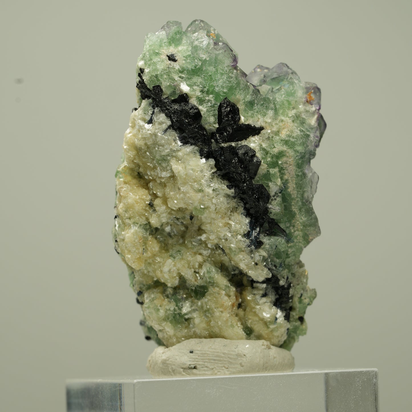Phantom Fluorit Würfel, Schörl Turmalin, Muskovit Erongo, Namibia 42*28*19mm #13733