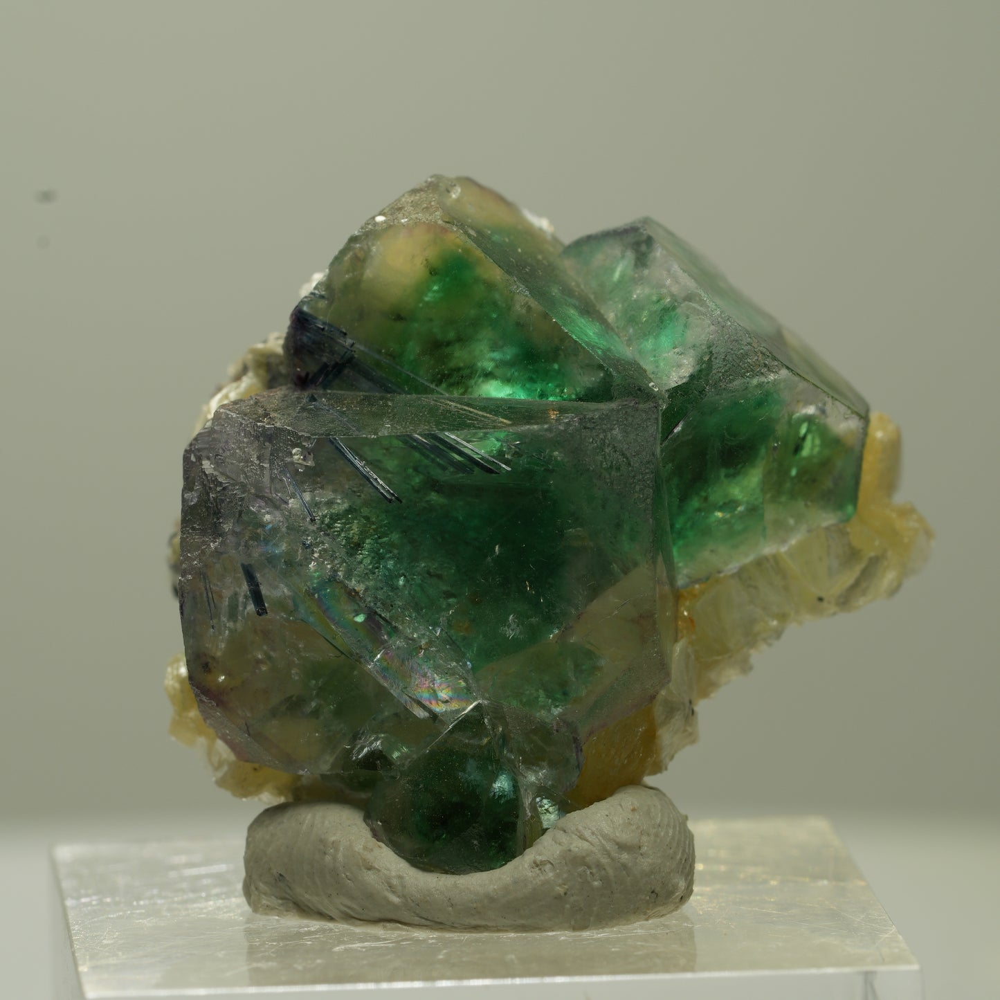 Phantom Fluorit Würfel, Schörl Turmalin, Muskovit Erongo, Namibia 29*27*16mm #13737
