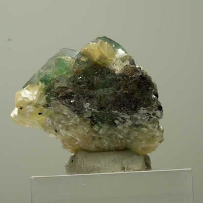 Phantom Fluorit Würfel, Schörl Turmalin, Muskovit Erongo, Namibia 29*27*16mm #13737