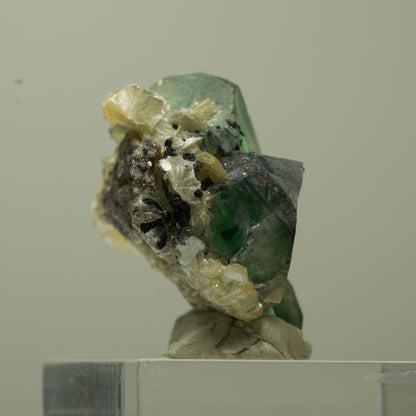 Phantom Fluorit Würfel, Schörl Turmalin, Muskovit Erongo, Namibia 29*27*16mm #13737
