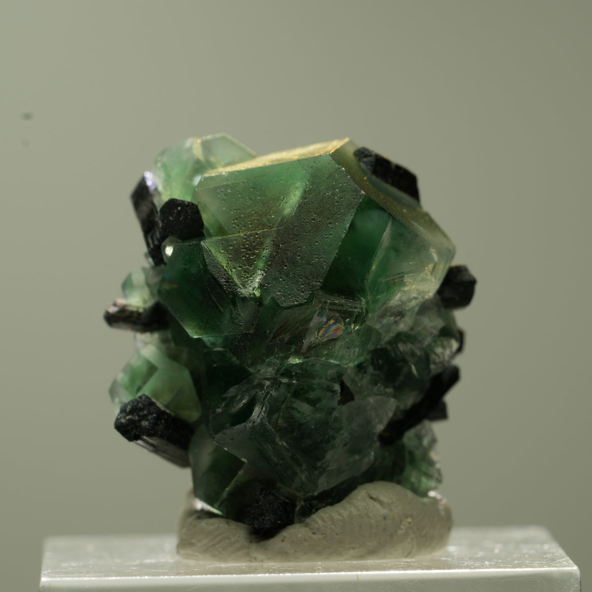 Phantom Fluorit hexagonal, Schörl Turmalin Stufe Erongo, Namibia 23*22*18mm #13740