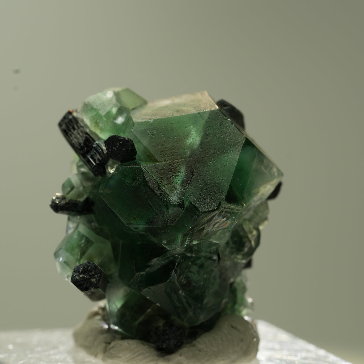 Phantom Fluorit hexagonal, Schörl Turmalin Stufe Erongo, Namibia 23*22*18mm #13740