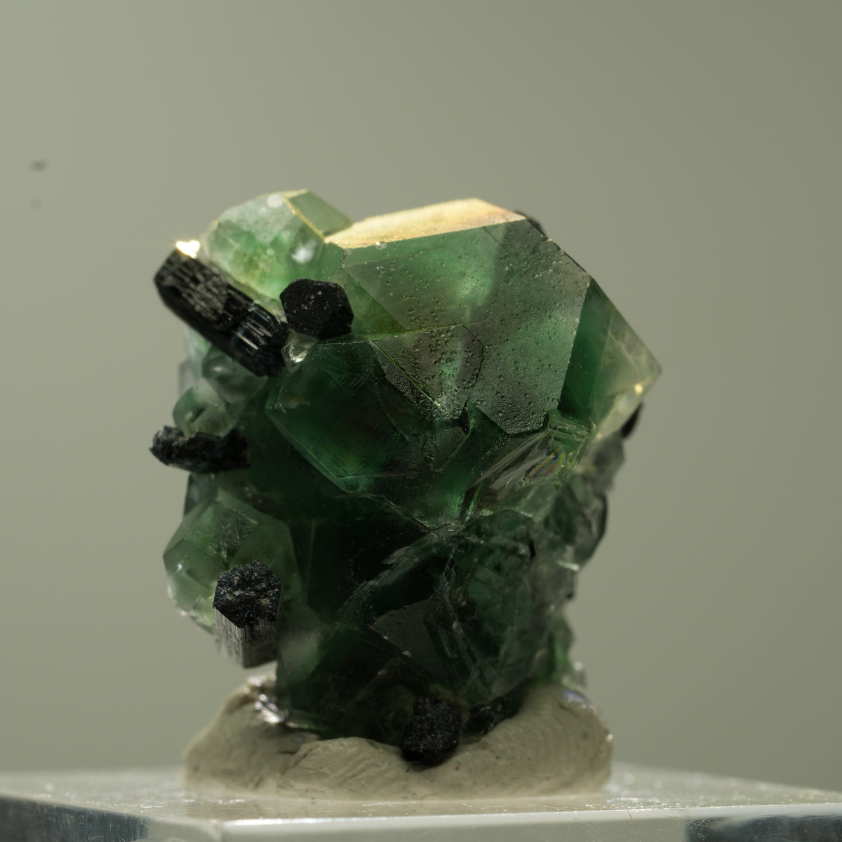 Phantom Fluorit hexagonal, Schörl Turmalin Stufe Erongo, Namibia 23*22*18mm #13740
