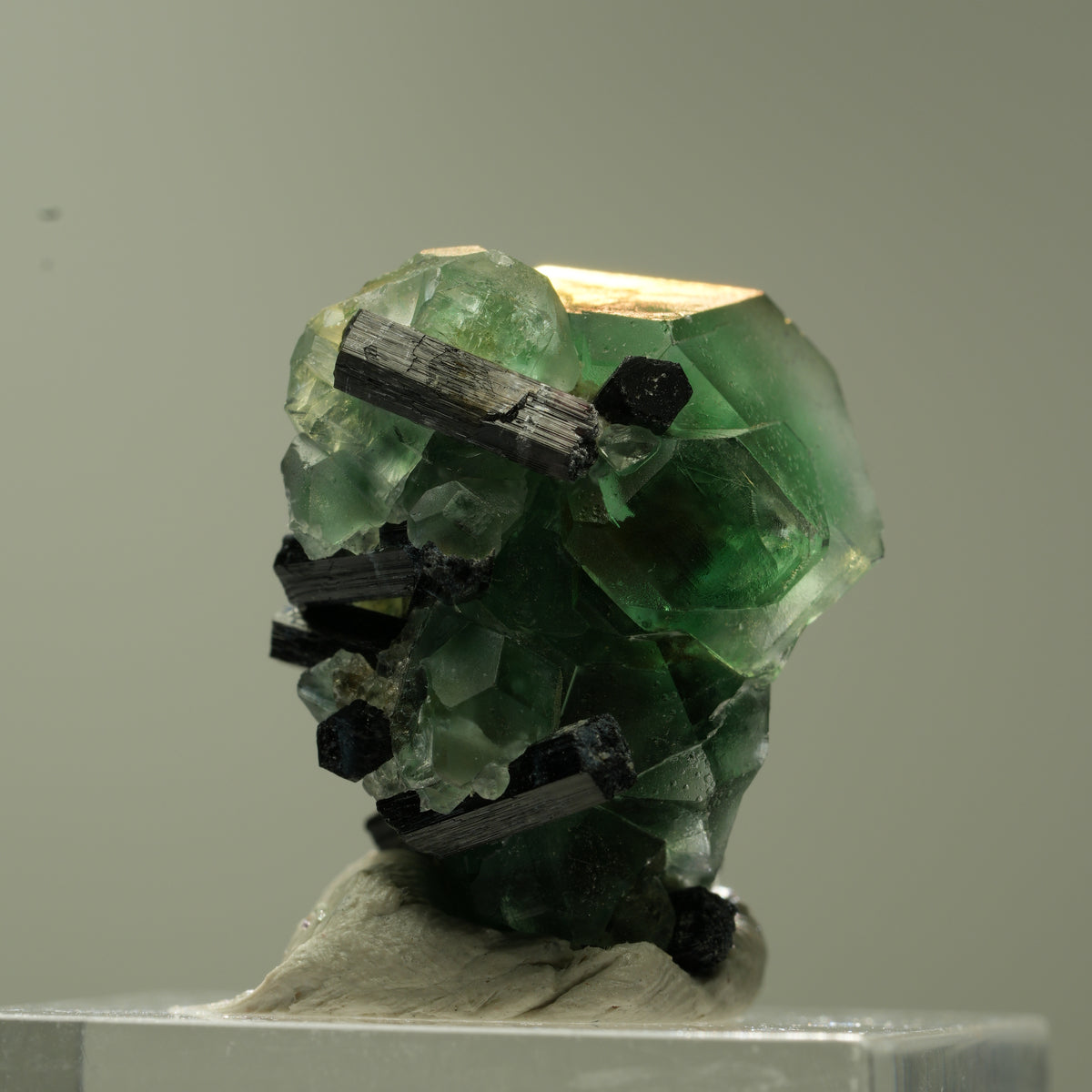 Phantom Fluorit hexagonal, Schörl Turmalin Stufe Erongo, Namibia 23*22*18mm #13740