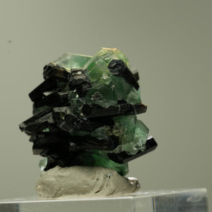 Phantom Fluorit hexagonal, Schörl Turmalin Stufe Erongo, Namibia 23*22*18mm #13740
