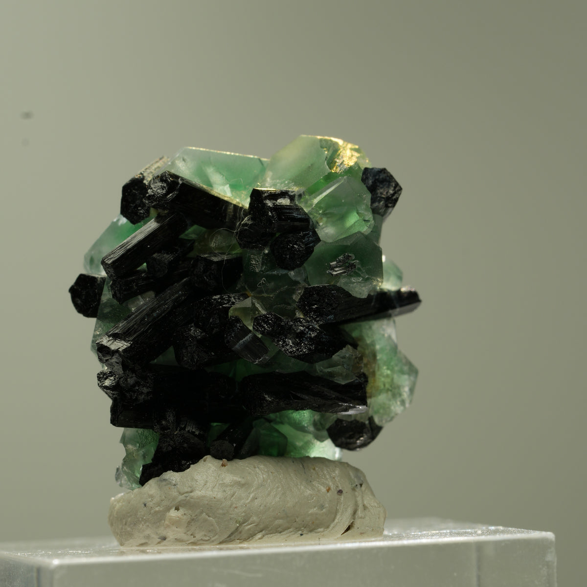 Phantom Fluorit hexagonal, Schörl Turmalin Stufe Erongo, Namibia 23*22*18mm #13740