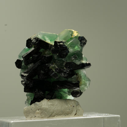 Phantom Fluorit hexagonal, Schörl Turmalin Stufe Erongo, Namibia 23*22*18mm #13740
