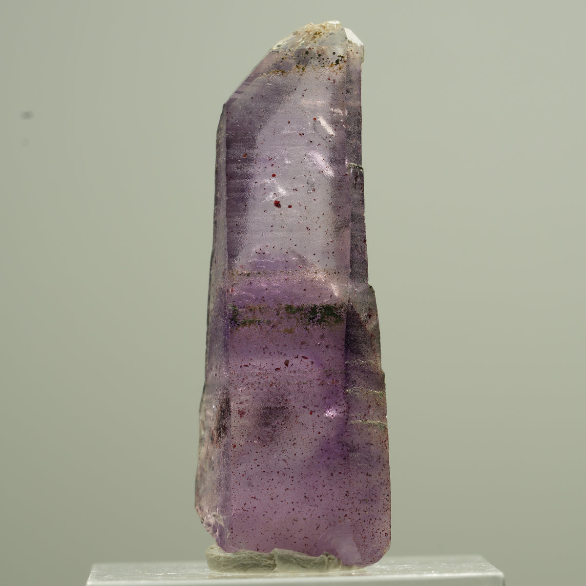 Quartz fantôme d'améthyste rare avec pointe de sceptre de fer Brandberg, Namibie 20*7*5mm #13743