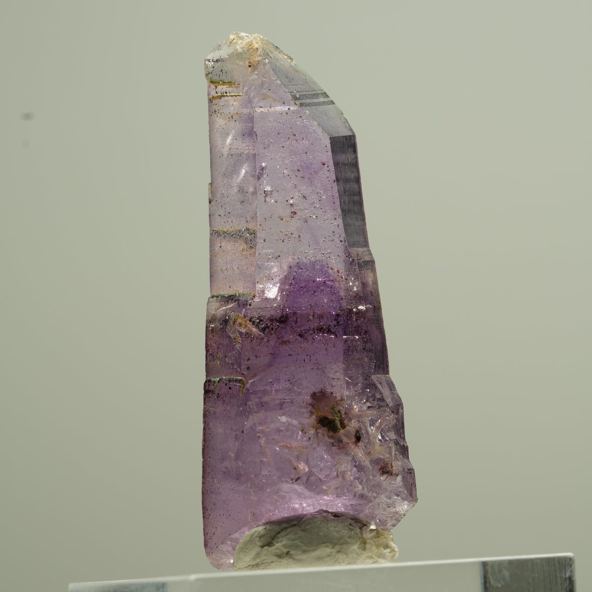 Quartz fantôme d'améthyste rare avec pointe de sceptre de fer Brandberg, Namibie 20*7*5mm #13743
